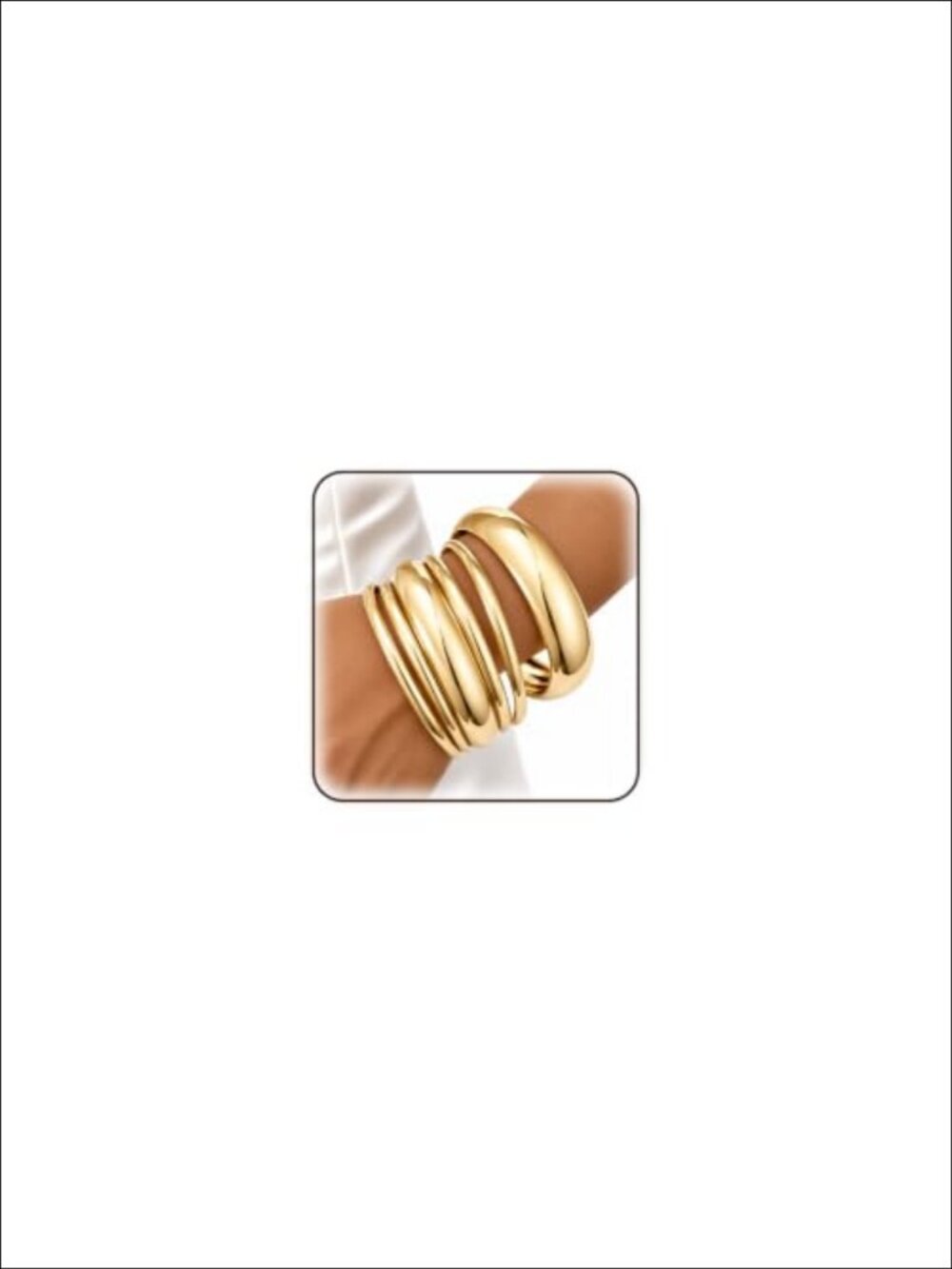 Gold Plated Stackable Cuff Bangles Set 6pc Statement Bracelet